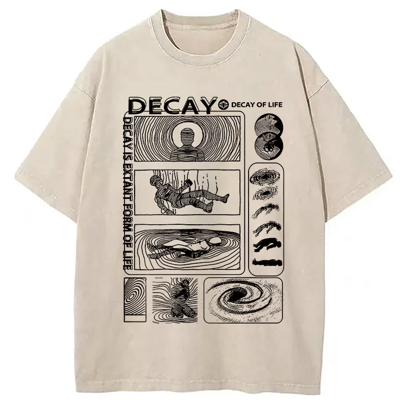 Modecanvas Decay Of Life DTG Printing Washed T-Shirt-modecanvas