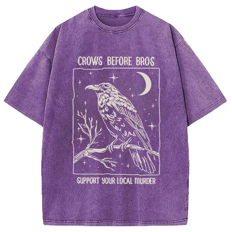 Modecanvas Funny Crows Before Bros Washed T-Shirt
