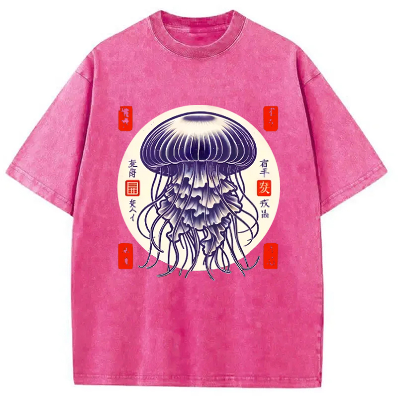 Modecanvas Japanese jellyfish Vintage Washed T-Shirt