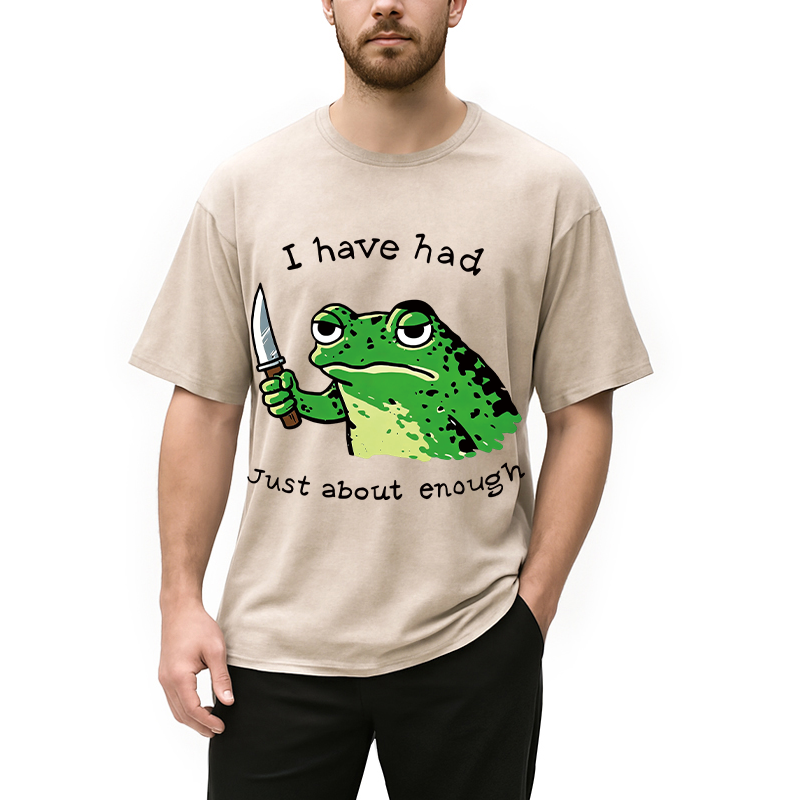 Modecanvas Impatient Frog DTG Printing Washed T-Shirt