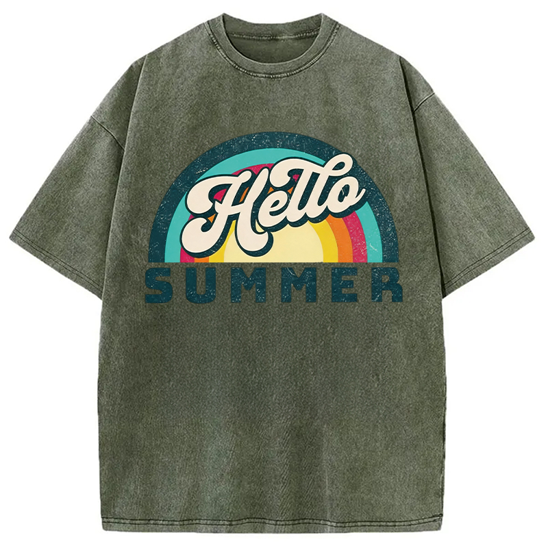 Modecanvas Hello Summer DTG Printing Washed T-Shirt