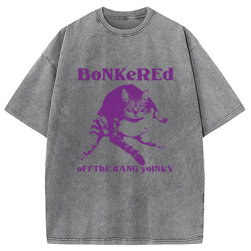 Modecanvas Bonkered Off The Dang Yoinky Cat Meme Washed T-Shirt