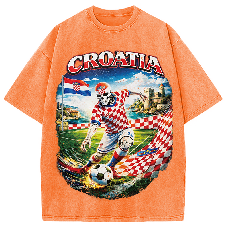 Modecanvas Croatia Soccer DTG Printing Washed T-Shirt