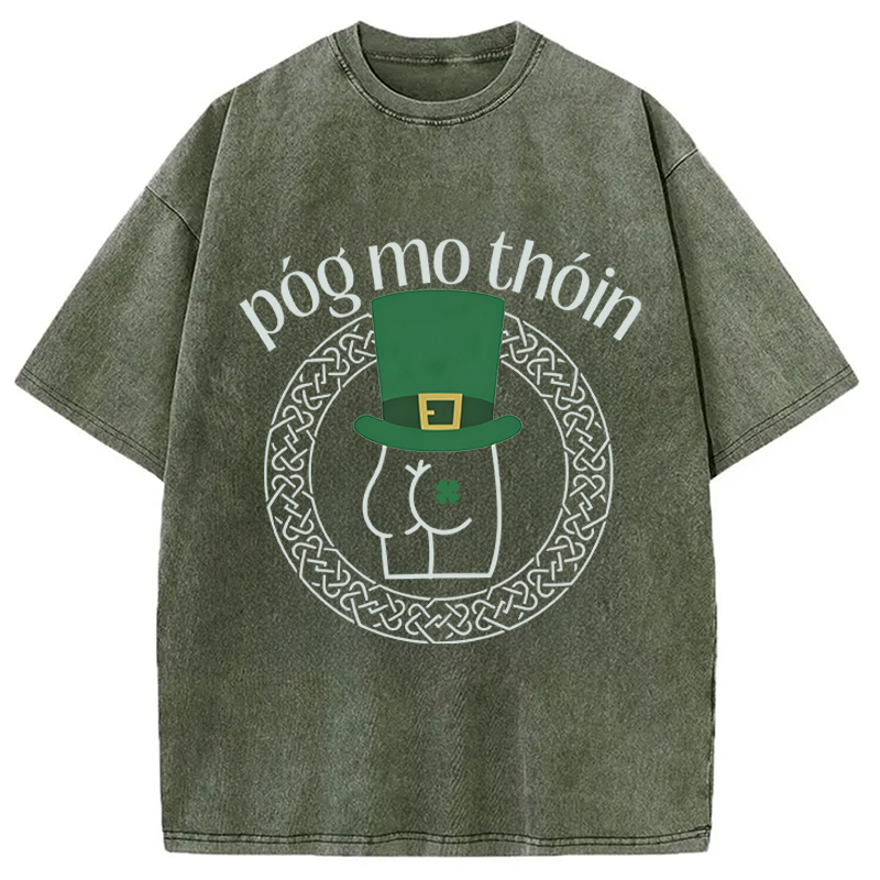 Modecanvas Kiss My Butt Pog DTG Printing Washed T-Shirt