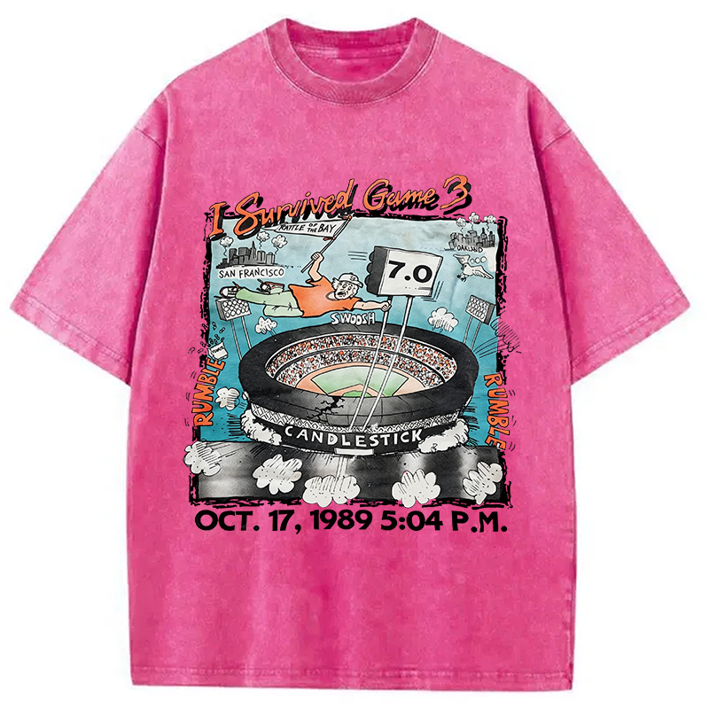 Modecanvas I Survived Game 3 Rattle Of The Bay DTG Printing Washed T-Shirt