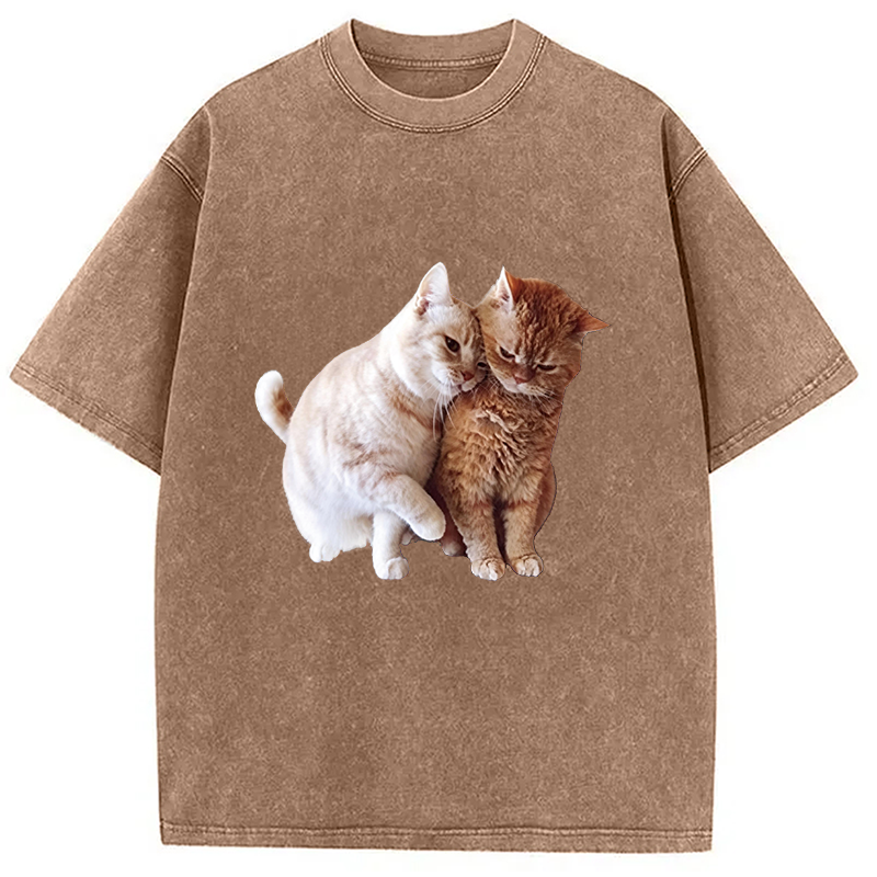 Modecanvas Gentle Cats DTG Printing Washed T-Shirt