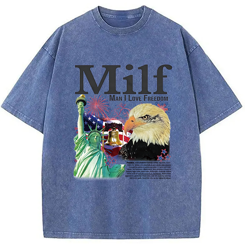 Modecanvas Man I Love Freedom DTG Printing Washed T-Shirt