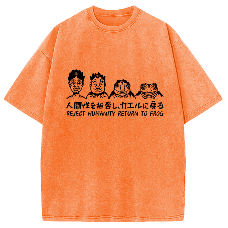 Modecanvas Reject Humanity Return To Frog Washed T-Shirt