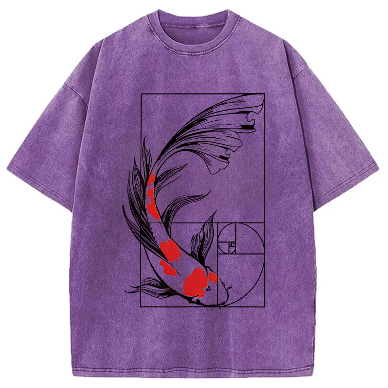 Modecanvas Golden Ratio Koi DTG Printing Washed T-Shirt