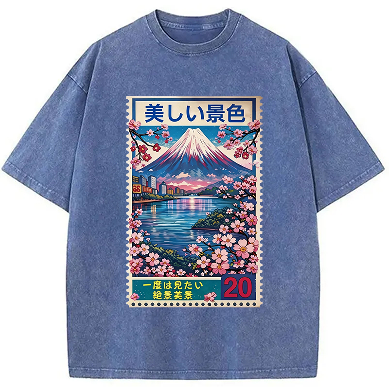 Modecanvas Springtime Scenery DTG Printing Washed T-Shirt