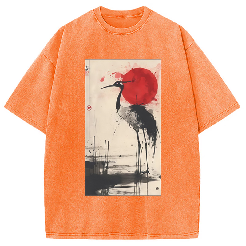 Modecanvas Japanese Crane Washed T-Shirt