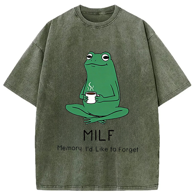 Modecanvas MILF Funny DTG Printing Washed T-Shirt-modecanvas