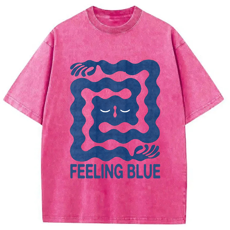 Modecanvas Feeling Blue DTG Printing Washed T-Shirt