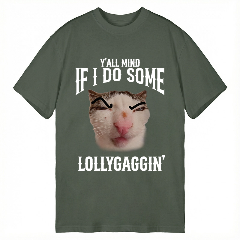Modecanvas Do You Mind If I Slack Off? Funny Cat Meme DTG Printing Classic T-Shirt-modecanvas