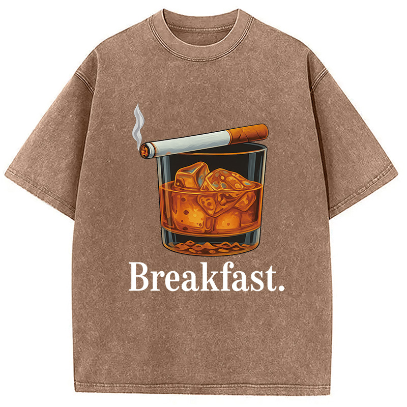 Modecanvas Breakfast Funny Meme Washed T-Shirt