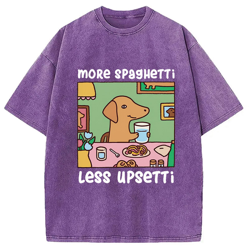 Modecanvas Doxie Eating Spaghetti Washed T-Shirt