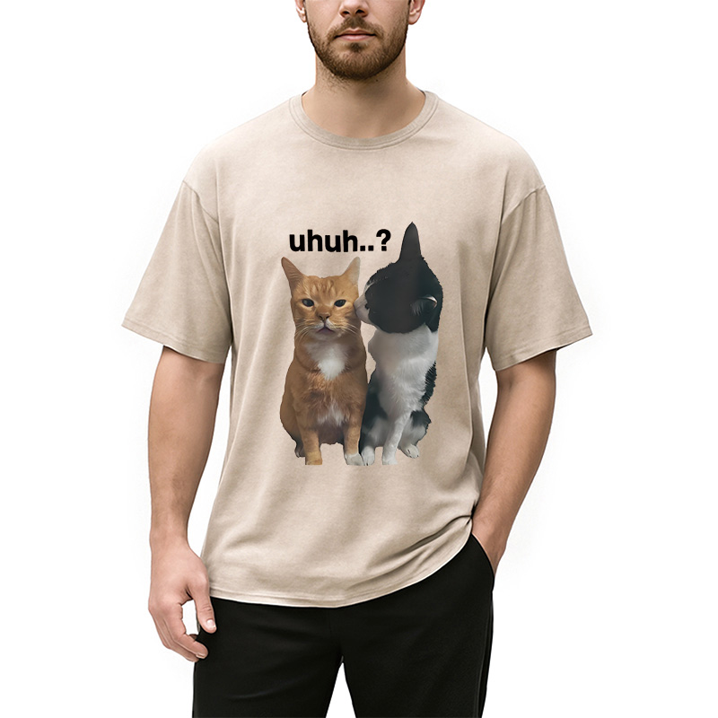 Modecanvas Uhuh..? Cats Washed T-Shirt