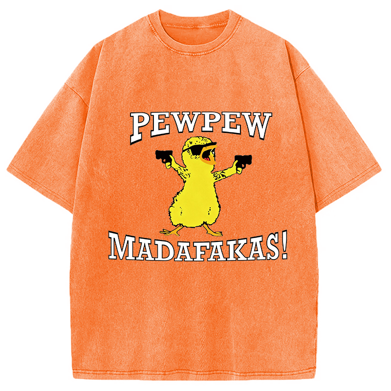 Modecanvas PEW PEW Duck DTG Printing Washed T-Shirt