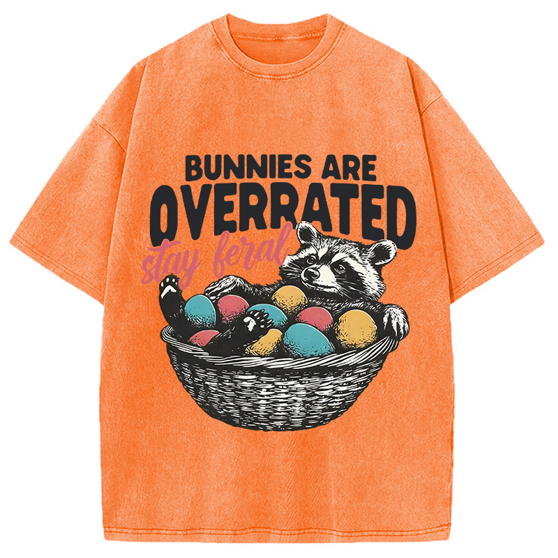 Modecanvas Funny Easter Raccoon DTG Printing Washed T-Shirt