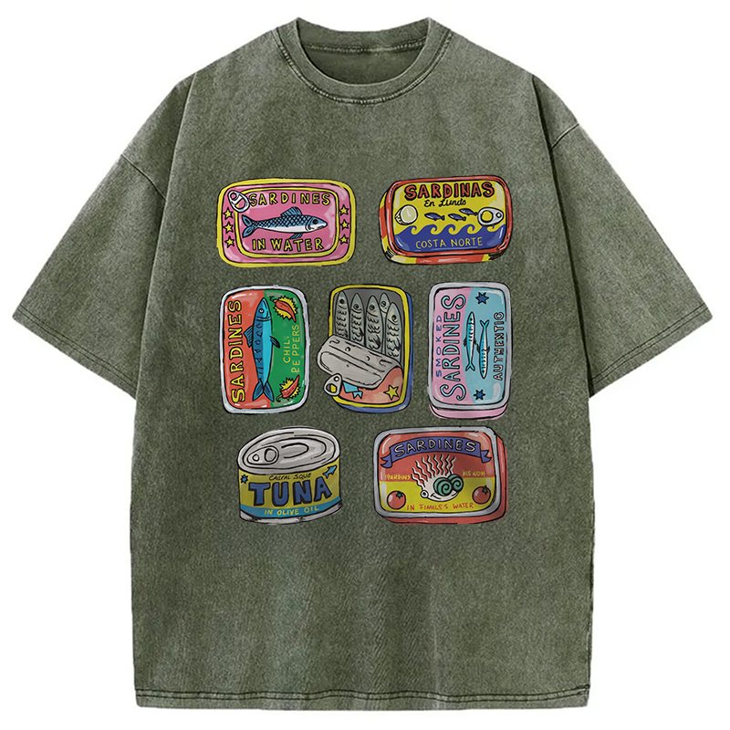 Modecanvas Sardines Canned Washed T-Shirt