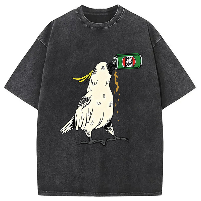 Modecanvas Cockatoo Beer DTG Printing Washed T-Shirt