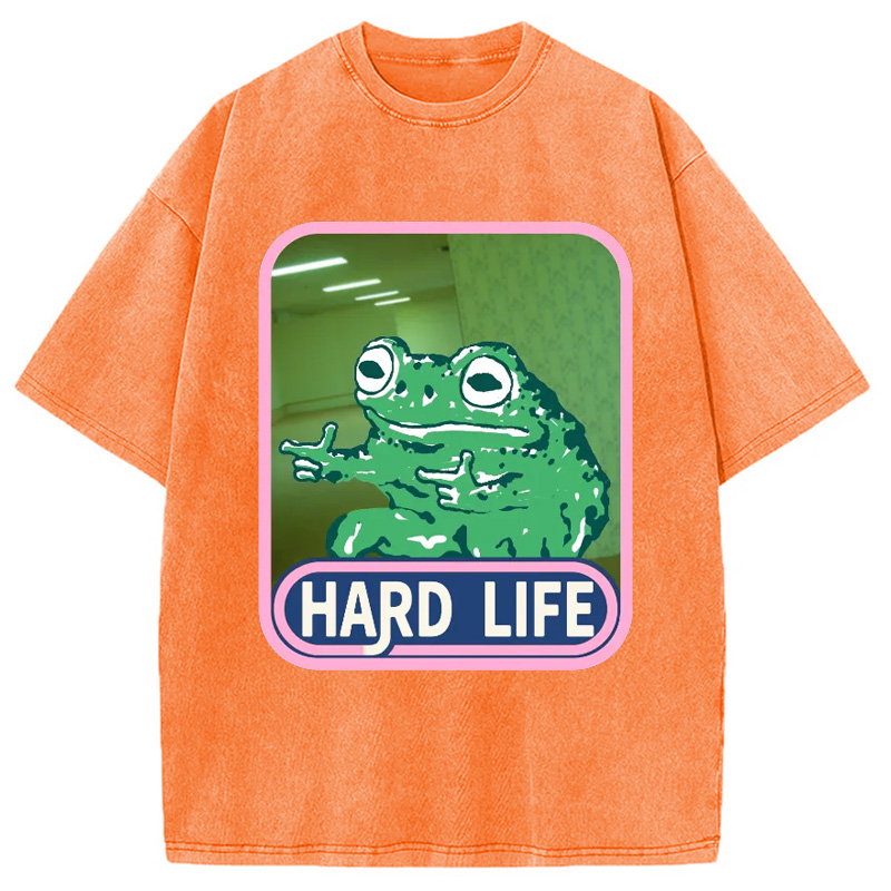 Modecanvas The Backrooms Hard Life Frog Washed T-Shirt