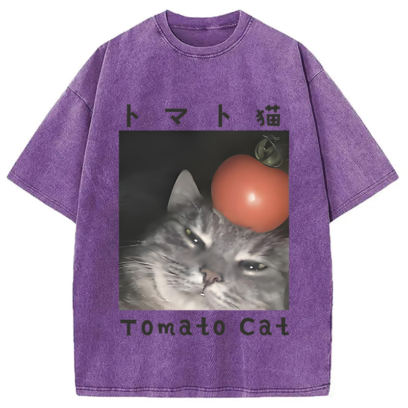 Modecanvas Tomato Cat Washed T-Shirt