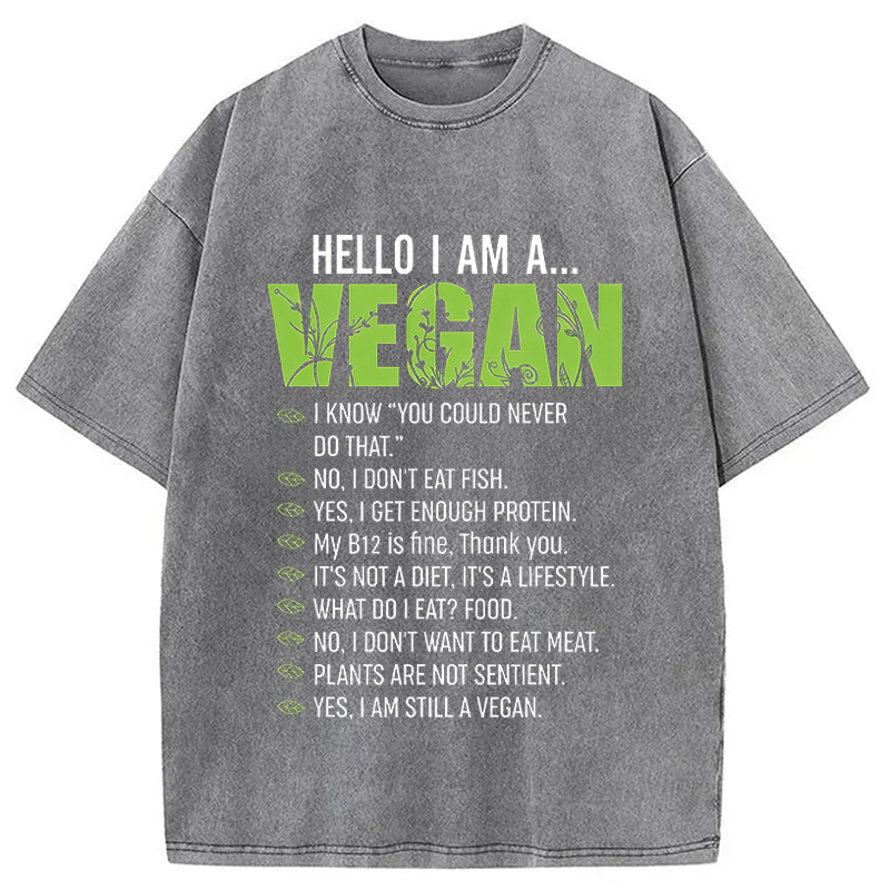 Modecanvas Funny Sarcastic Vegetarian DTG Printing Washed T-Shirt