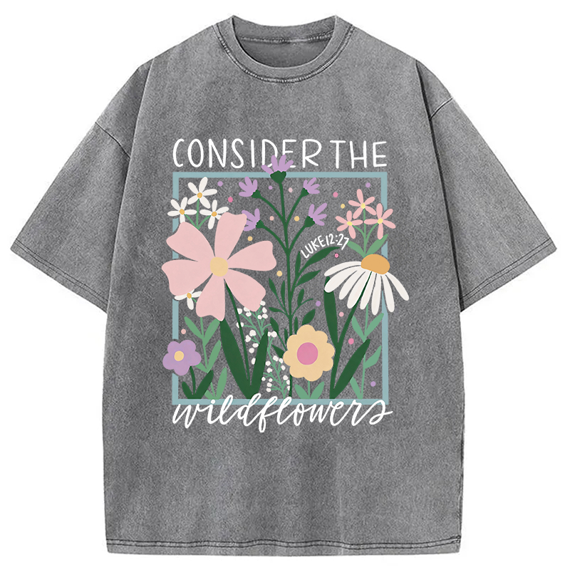 Modecanvas Consider the Wildflowers DTG Printing Washed T-Shirt