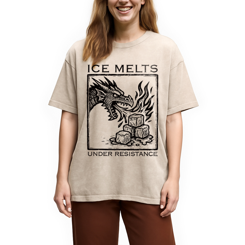 Modecanvas Ice Melts Under Resistance DTG Printing Washed T-Shirt