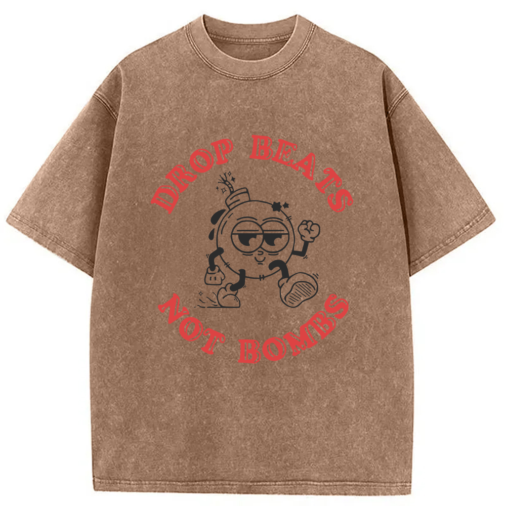 Modecanvas Drop Beats Not Bombs Washed T-Shirt