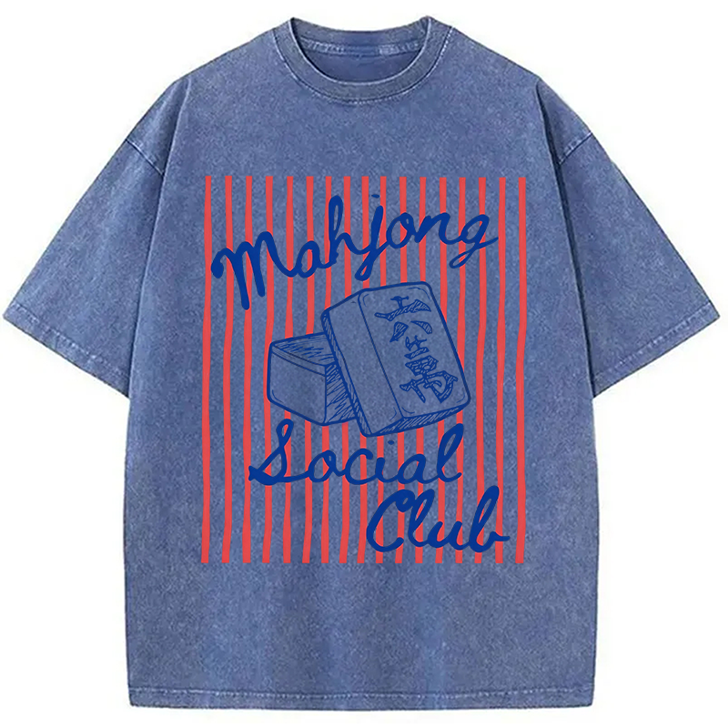 Modecanvas Mahjong Social Club DTG Printing Washed T-Shirt