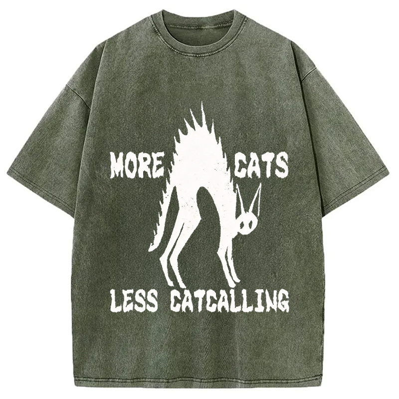 Modecanvas More Cats Less Catcalling DTG Printing Washed T-Shirt