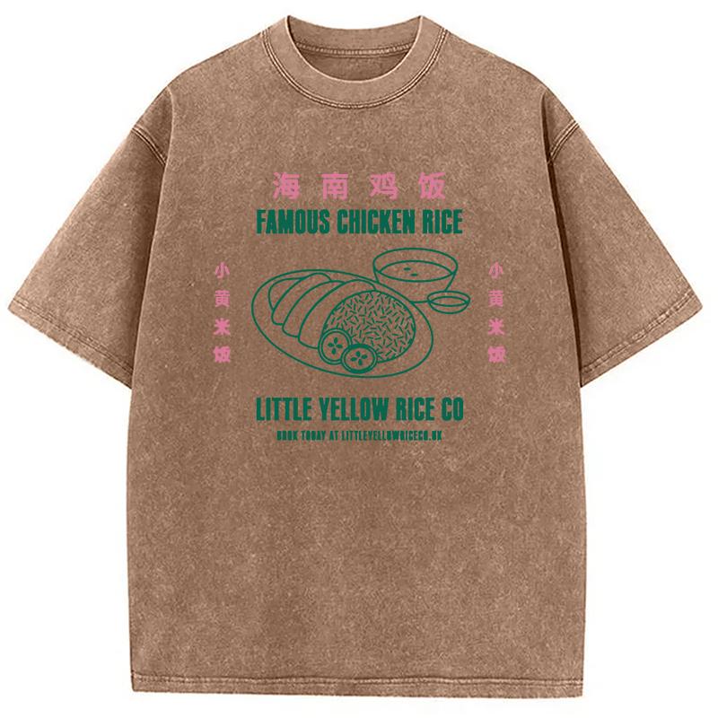 Modecanvas Famous Chicken Rice DTG Printing Washed T-Shirt