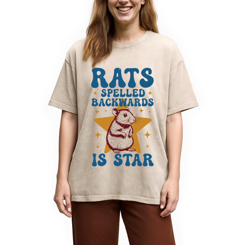 Modecanvas Rats Rodent Meme DTG Printing Washed T-Shirt