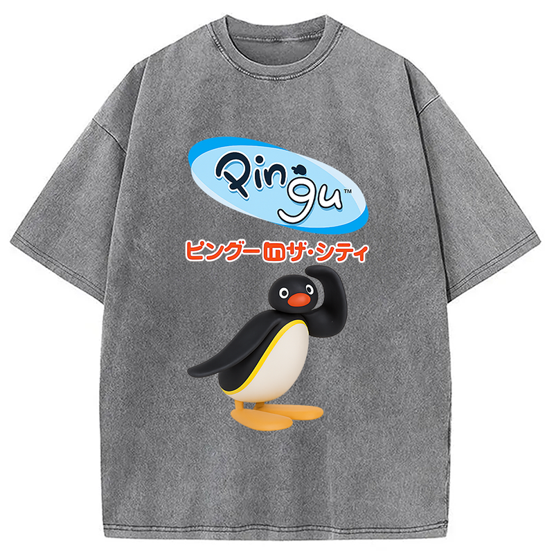 Modecanvas Pingu In The City Japanese Washed T-Shirt