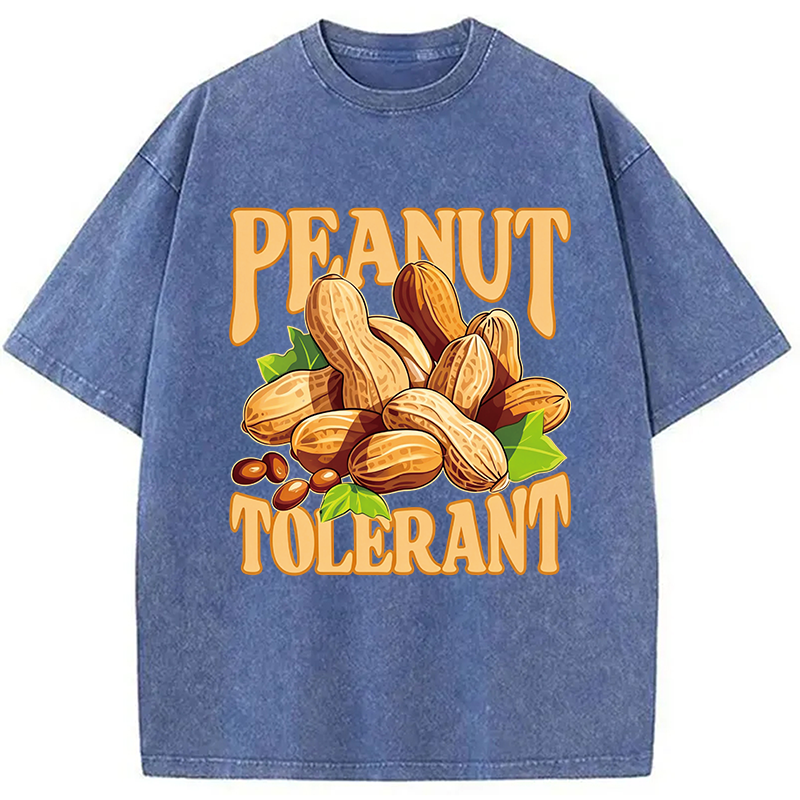 Modecanvas Peanut Tolerant Funny DTG Printing Washed T-Shirt