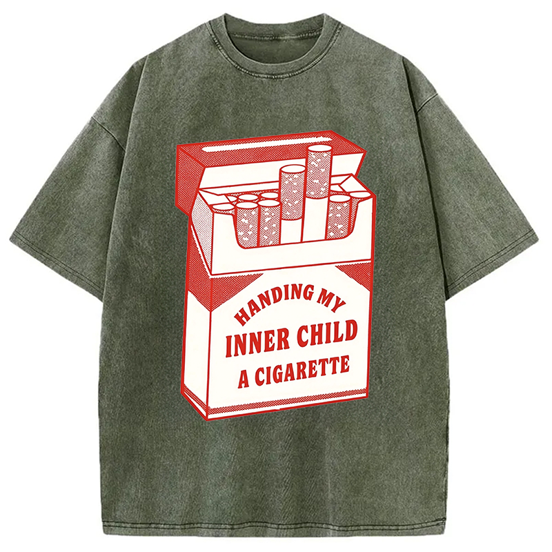 Modecanvas Inner Child Cigarette DTG Printing Washed T-Shirt