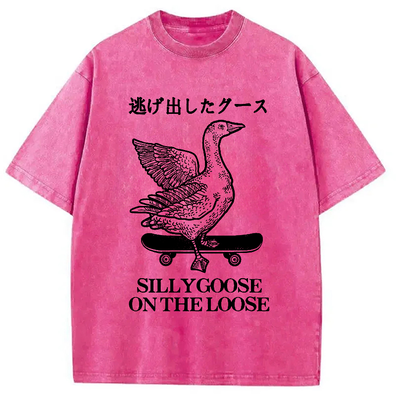 Modecanvas Skateboard Goose Washed T-Shirt-modecanvas