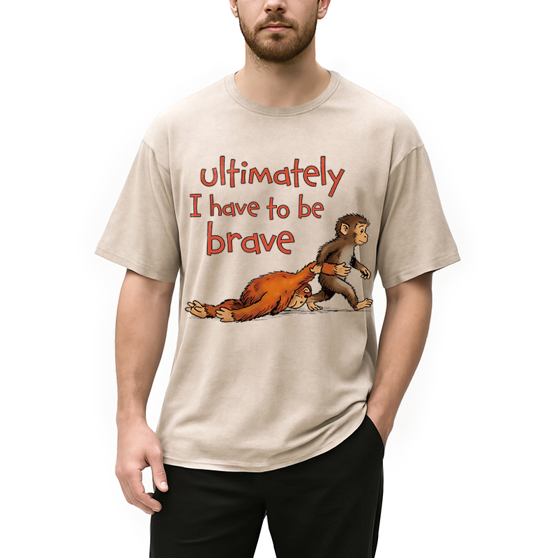 Modecanvas Vintage Monkey Punch DTG Printing Washed T-Shirt