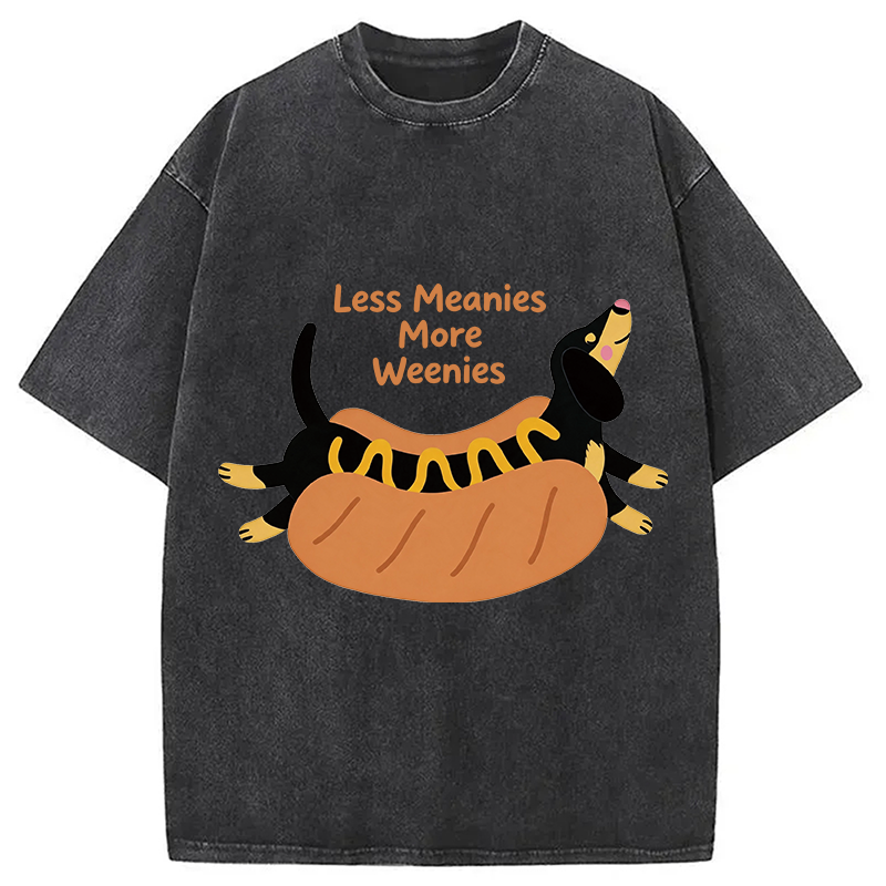 Modecanvas Positive Vibes Only With The Weenie Dog DTG Printing Washed T-Shirt