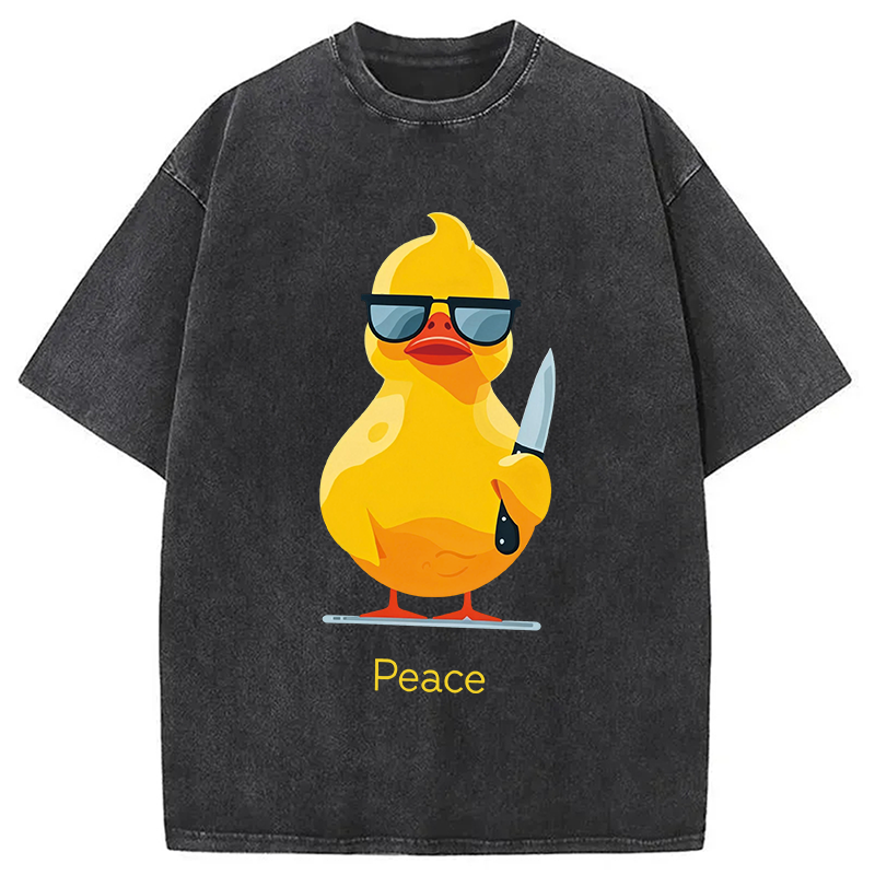 Modecanvas Peace Duck DTG Printing Washed T-Shirt