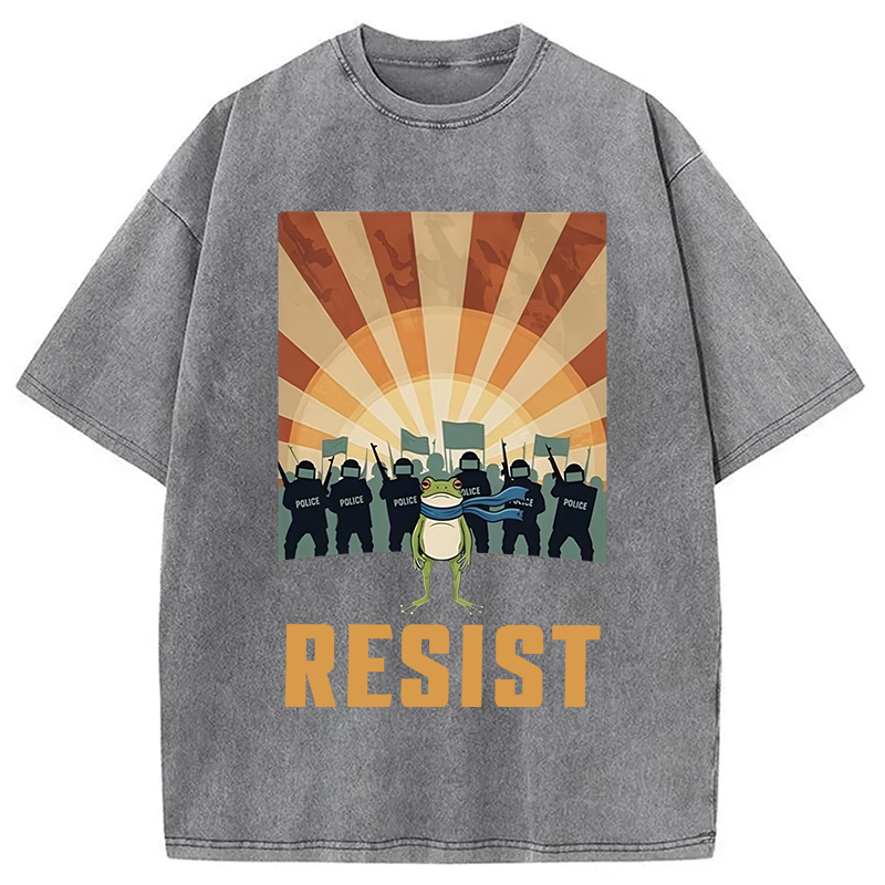 Modecanvas Portland Frog Protest Washed T-Shirt