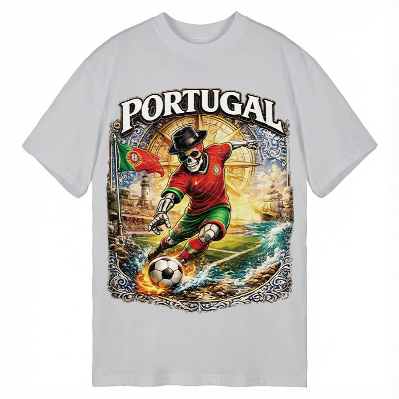 Modecanvas Portugal Soccer Skull DTG Printing Classic T-Shirt-modecanvas