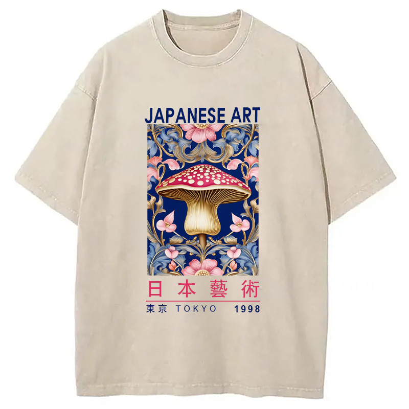 Modecanvas Blue Mushroom Vintage Washed T-Shirt