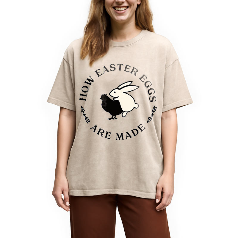 Modecanvas Bold Funny Easter Bunny DTG Printing Washed T-Shirt