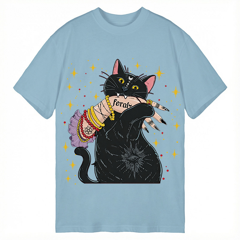 Modecanvas Feral Cat DTG Printing Classic T-Shirt-modecanvas
