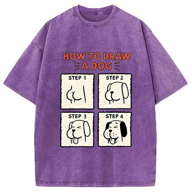 Modecanvas How To Draw A Dog DTG Printing Washed T-Shirt