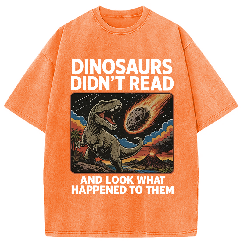 Modecanvas Dinosaurs Didn't Read DTG Printing Washed T-Shirt