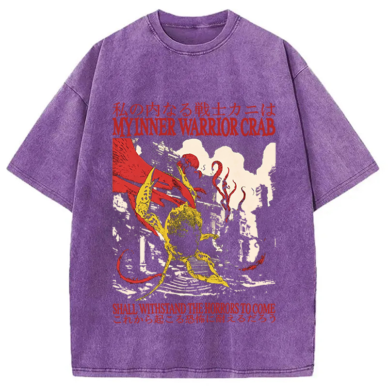 Modecanvas My Inner Warrior Crab Funny DTG Printing Washed T-Shirt